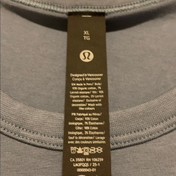 lululemon athletica Men's Blue Organic Cotton Tee, Size XL, NWT - Picture 2 of 5